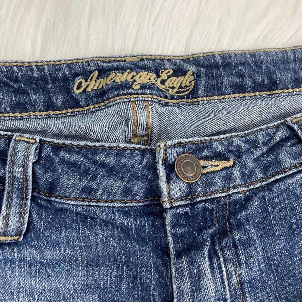 American Eagle Stretch Skinny Flare Dark Wash Jeans - Picture 5 of 7